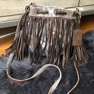 Carlos Santana Snake-Print Satchel